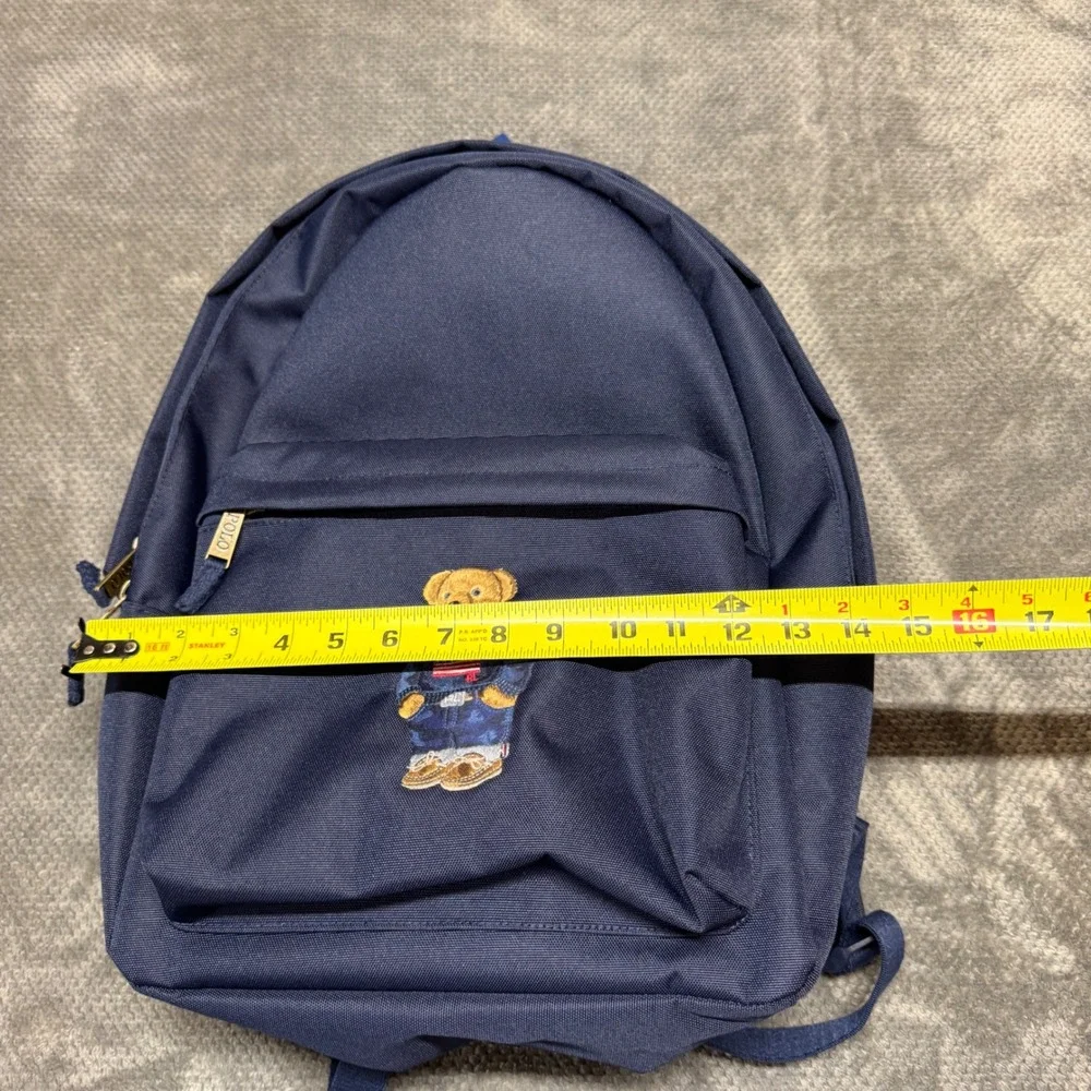 Polo Ralph Lauren Polo Bear Navy Blue Canvas Backpack Embroidered School Bag NWT